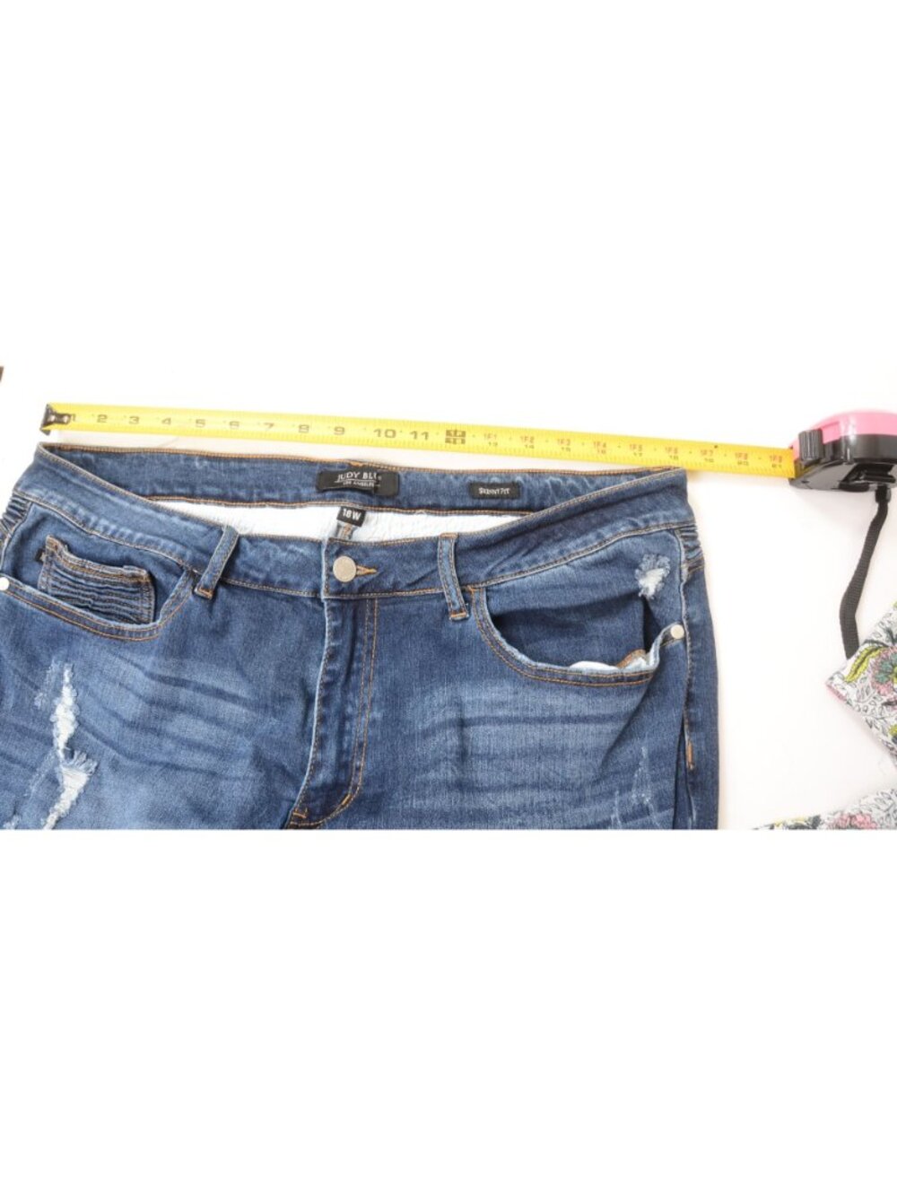 Judy Blue PLUS Size 18W Dark Wash Destructed Moto Style Skinny 5 Pocket Jeans‎ - Picture 6 of 8